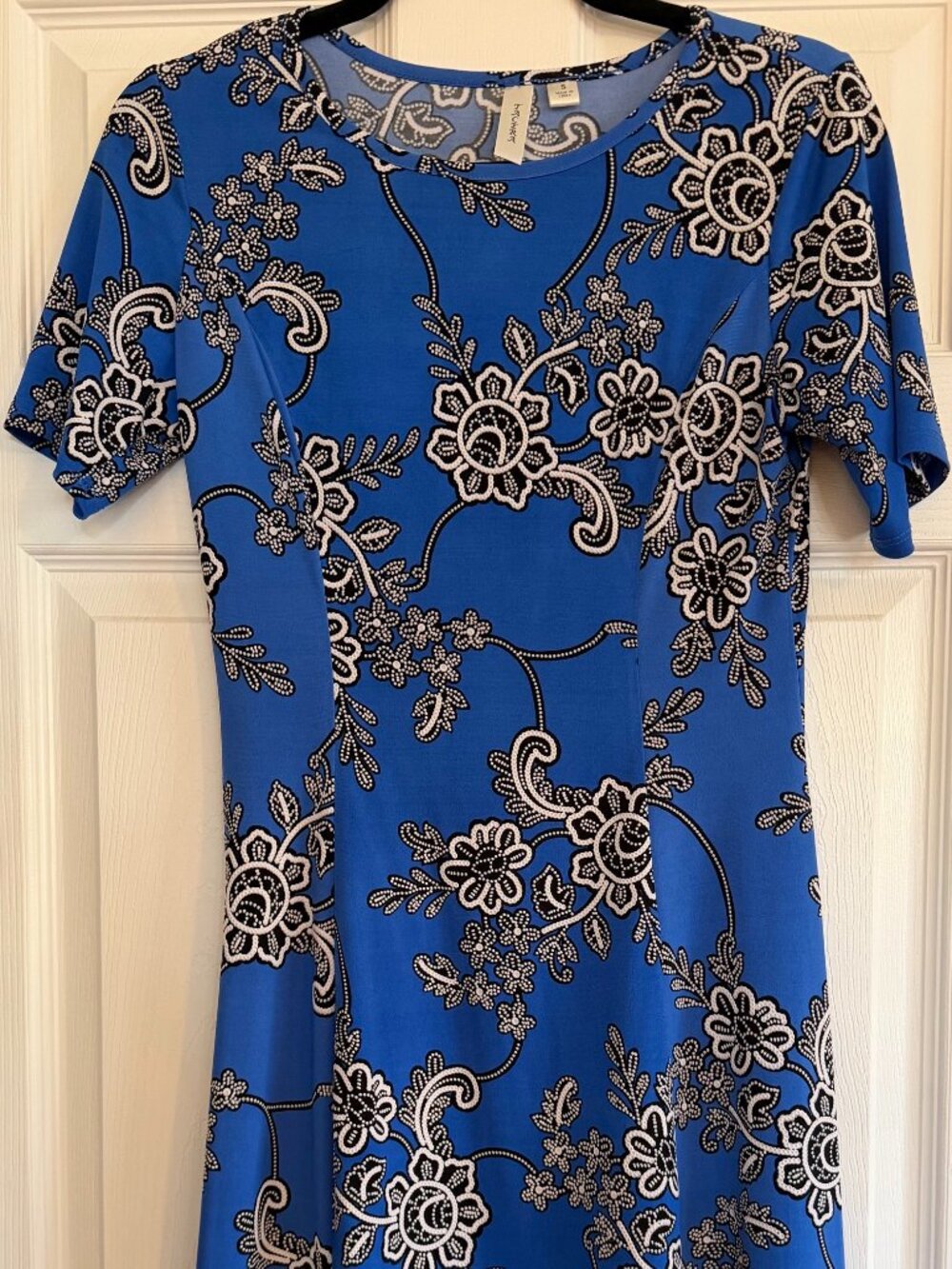 Tacera Blue Floral Fit & Flare Dress – Women's Size Small